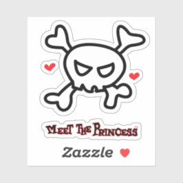 Princess Skull&Cross-Botten Sticker