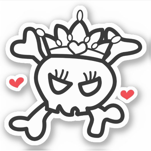 Princess Skull&Cross Botten w/ tiara Sticker (Voorkant)