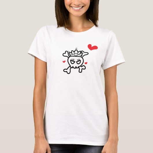 Princess Skull met hart T-shirt (Voorkant)