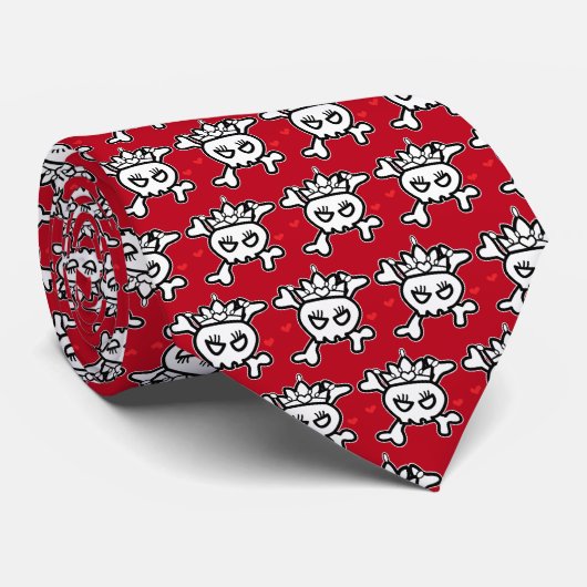 Princess Skull red Stropdas (Opgerold)