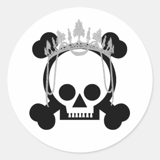 Princess Skulls Ronde Sticker (Voorkant)