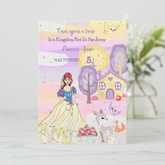 Princess Snowy Birthday Uitnodiging (Staand voorkant)