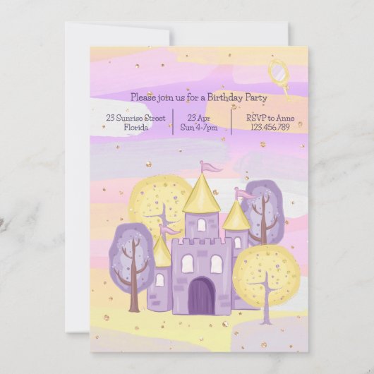 Princess Snowy Birthday Uitnodiging (Achterkant)