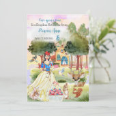 Princess Snowy Birthday waterverf Uitnodiging (Staand voorkant)