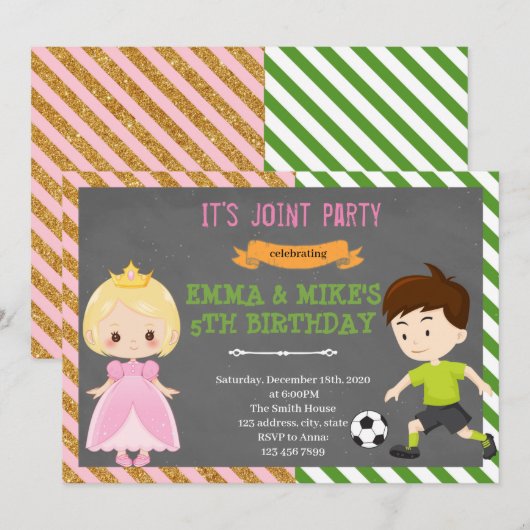 Princess soccer joint party kaart (Voorkant / Achterkant)