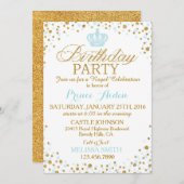 Princess Sparkle Blue en Gold Glitter Birthday Kaart (Voorkant / Achterkant)