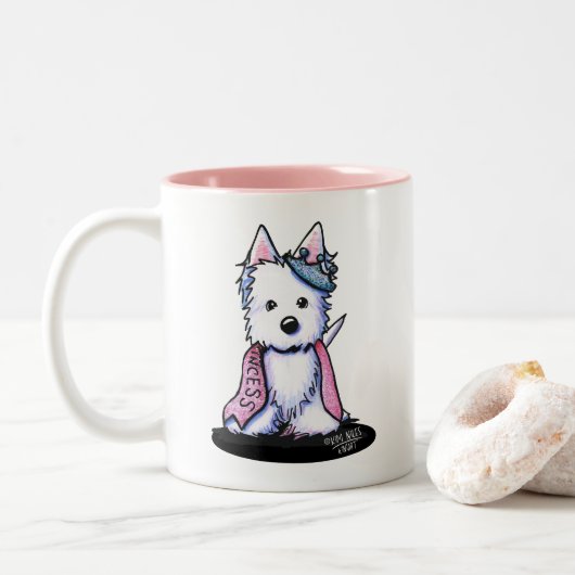 Princess Sparkleheart Westie Coffee Mok (Met donut)