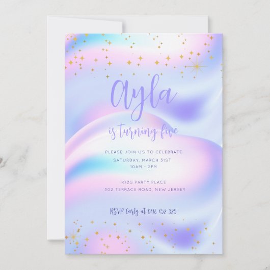 Princess Sparkles 5th Birthday Invitation Kaart (Voorkant)