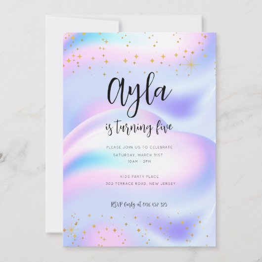 Princess Sparkles 5th Birthday Invitation Kaart (Voorkant)