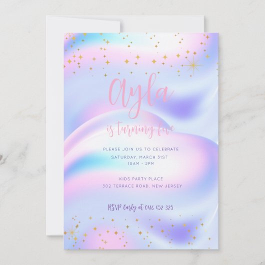 Princess Sparkles 5th Birthday Invitation Kaart (Voorkant)