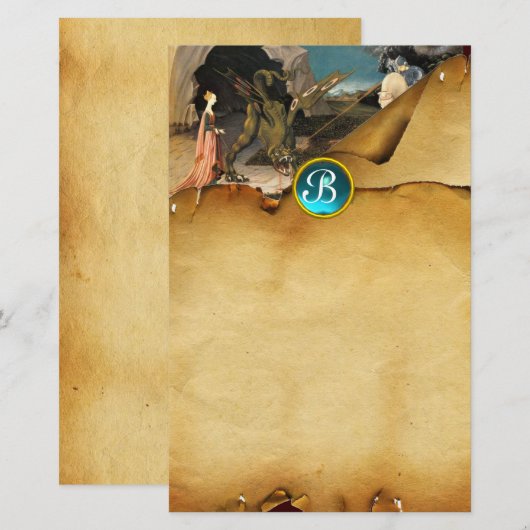 PRINCESS ST.GEORGE AND DRAGON, Parchment Monogram Briefpapier (Voorkant / Achterkant)