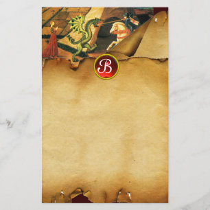 PRINCESS ST.GEORGE DRAGON,Parchment Ruby Monogram Briefpapier