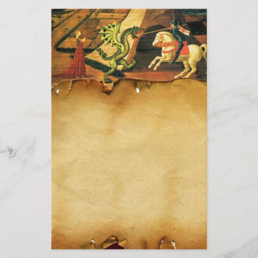 PRINCESS ST.GEORGE EN DRAGON, bruin perkament Briefpapier (Voorkant)