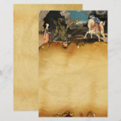 PRINCESS ST.GEORGE EN DRAGON, bruin perkament Briefpapier (Voorkant / Achterkant)