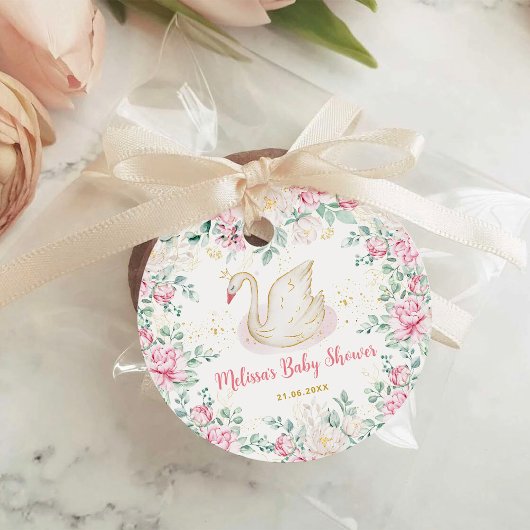 Princess Swan Baby shower Bedankjes Labels