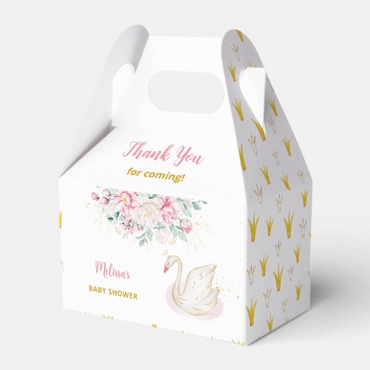 Princess Swan Baby shower Dank u Bedankdoosjes (Voorkant Zijde)