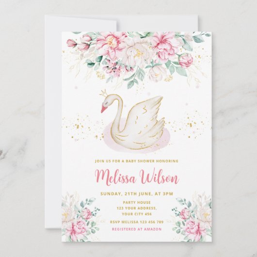 Princess Swan Baby shower Kaart (Voorkant)