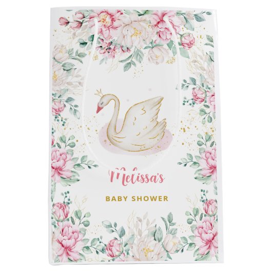 Princess Swan Baby shower Medium Cadeauzakje (Voorkant)