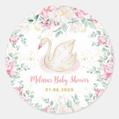 Princess Swan Baby shower Ronde Sticker (Voorkant)