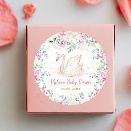 Princess Swan Baby shower Ronde Sticker
