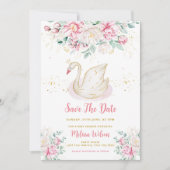 Princess Swan Baby shower Save The Date Card Kaart (Voorkant)