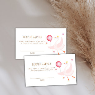 Princess Swan Balloon Diaper Raffle Baby shower Informatiekaartje