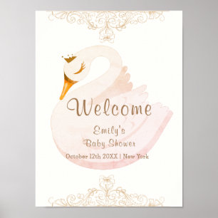 Princess Swan Girl Baby shower Welkom Poster