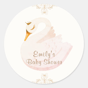 Princess Swan Girl Baby shower Welkom Ronde Sticker