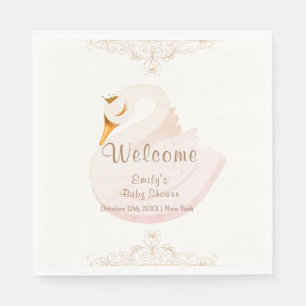 Princess Swan Girl Baby shower Welkom Servet