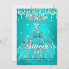Princess Sweet 16 Birthday Blauwgroen Aqua Dress T Kaart
