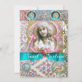 PRINCESS SWEET 16 BIRTHDAY PARTY, FLORAL GEMSTONES KAART (Voorkant)