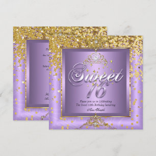 Princess Sweet 16 Gold Lavender Paarse Party 2 Kaart