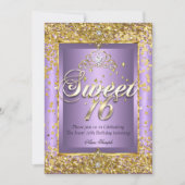 Princess Sweet 16 Gold Lavender Paarse Party Kaart (Voorkant)