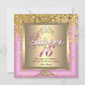Princess Sweet 16 Gold Pink Birthday Party Kaart (Voorkant)
