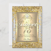 Princess Sweet 16 Gold Silver Grey Party Kaart (Voorkant)