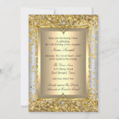 Princess Sweet 16 Gold Silver Grey Party Kaart (Achterkant)