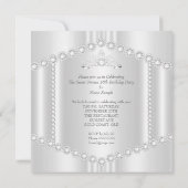 Princess Sweet 16 Party Silver White Diamond Trim Kaart (Achterkant)