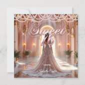 Princess Sweet 16 Verjaardagsfeest Blush Pink Kaart (Voorkant)