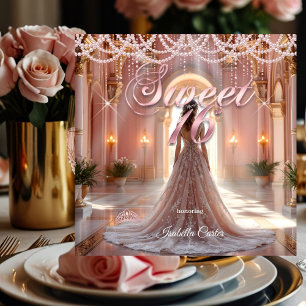 Princess Sweet 16 Verjaardagsfeest Blush Pink Kaart