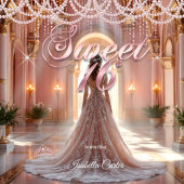 Princess Sweet 16 Verjaardagsfeest Blush Pink Kaart