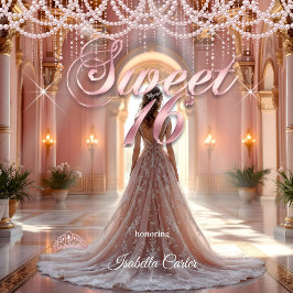 Princess Sweet 16 Verjaardagsfeest Blush Pink Kaart