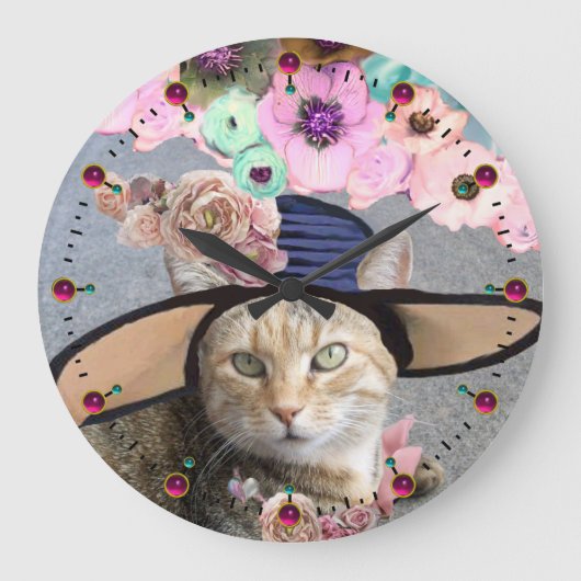 PRINCESS TATUS /ELEGANT CAT,BIG DIVA HAT AND ROSES GROTE KLOK (Voorkant)