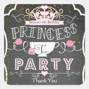 PRINCESS TEA ARTITY Birthday Party Favor Stickers