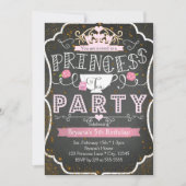 PRINCESS TEA PARTITY Birthday Glitter Invitter Kaart (Voorkant)