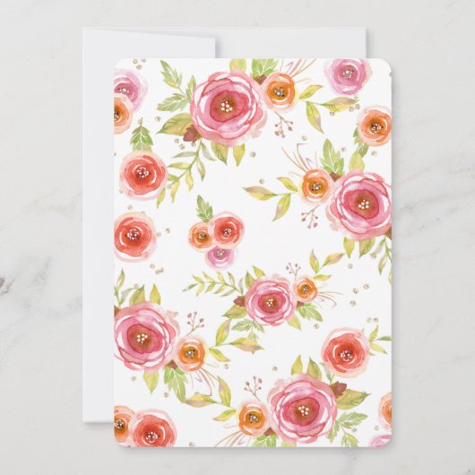 Princess Tea Party Birthday Floral Glitter Kaart (Achterkant)