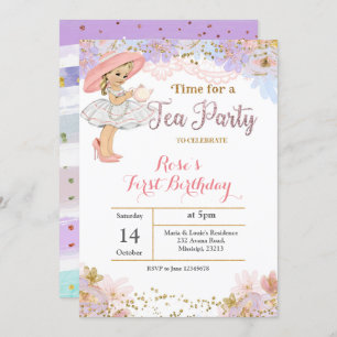 Princess Tea Party Birthday Invitation Kaart
