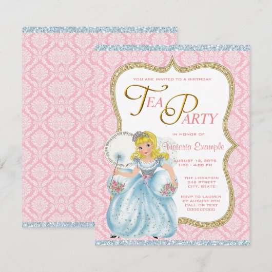 Princess Tea Party Kaart (Voorkant / Achterkant)