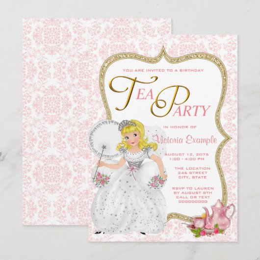  Princess Tea Party Kaart (Voorkant / Achterkant)