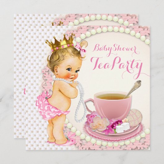 Princess Tea Party Kaart (Voorkant / Achterkant)