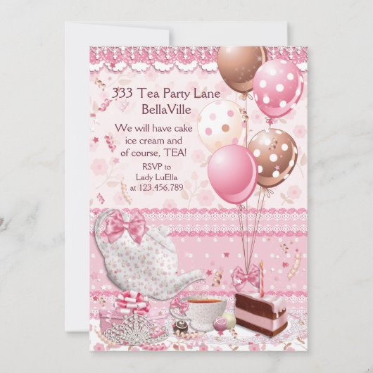 Princess Tea Party uitnodiging (Achterkant)